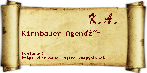 Kirnbauer Agenór névjegykártya